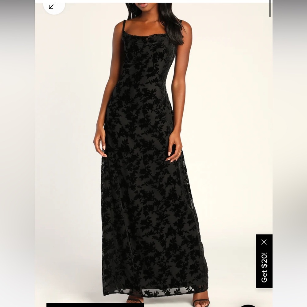 Romance in the Making Black Floral Print Velvet Maxi Dress